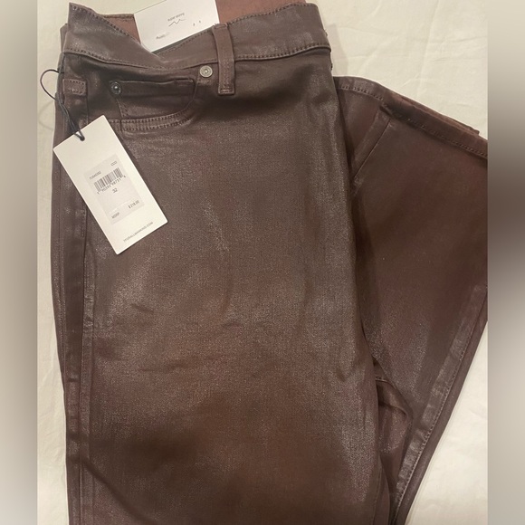 JEANS NEW 7 FOR ALL MANKIND High Waist Ankle Super Skinny Chocolate Sz 32 - Picture 5 of 7